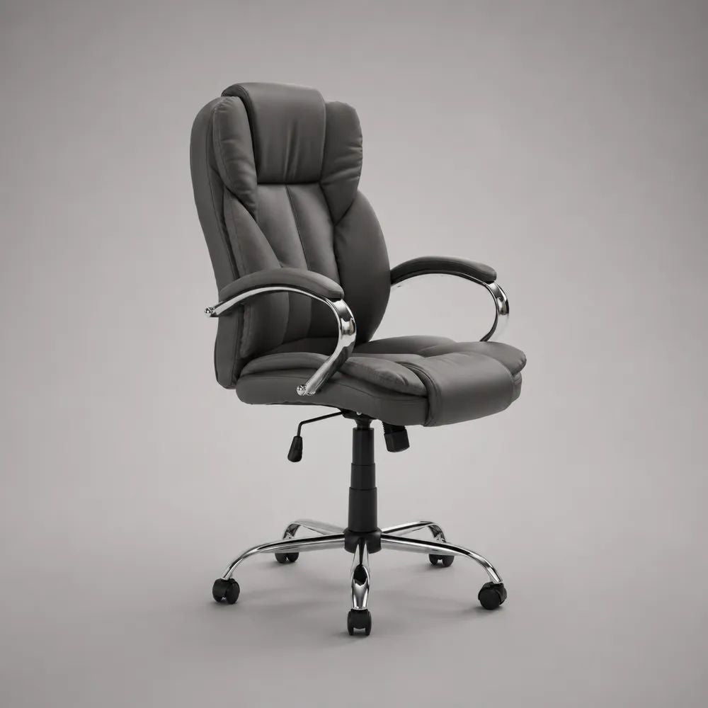 Sedia da ufficio girevole e reclinabile in similpelle grigio scuro, 68 x 72 x 112-122 cm