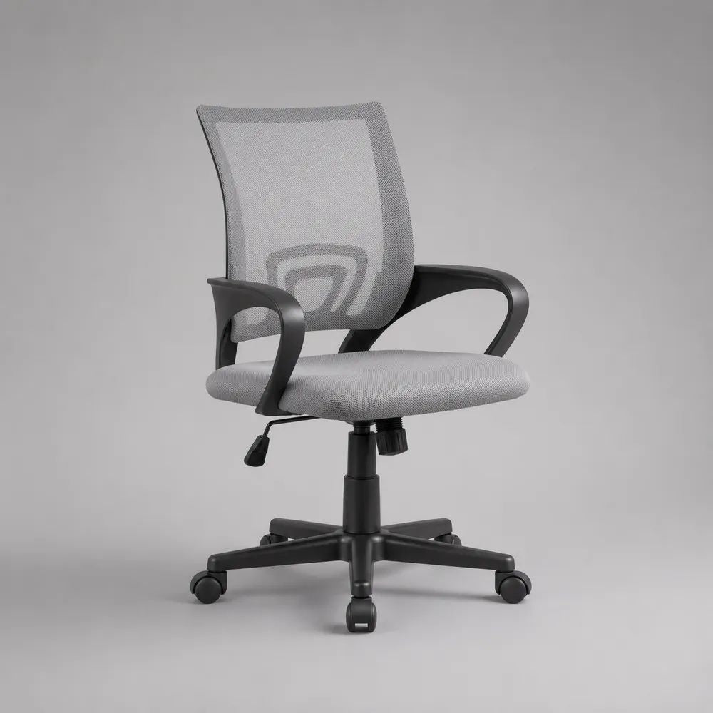Sedia da ufficio ergonomica girevole in rete grigia e nera con braccioli, altezza regolabile, 60 x 58 x 90-100 cm