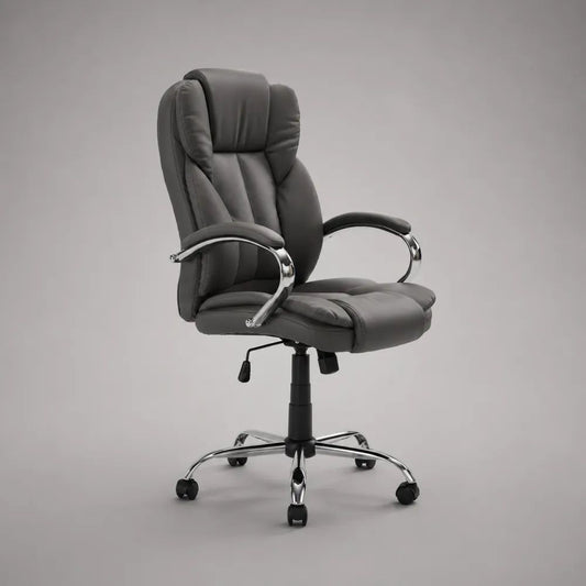 Sedia da ufficio girevole e reclinabile in similpelle grigio scuro, 68 x 72 x 112-122 cm