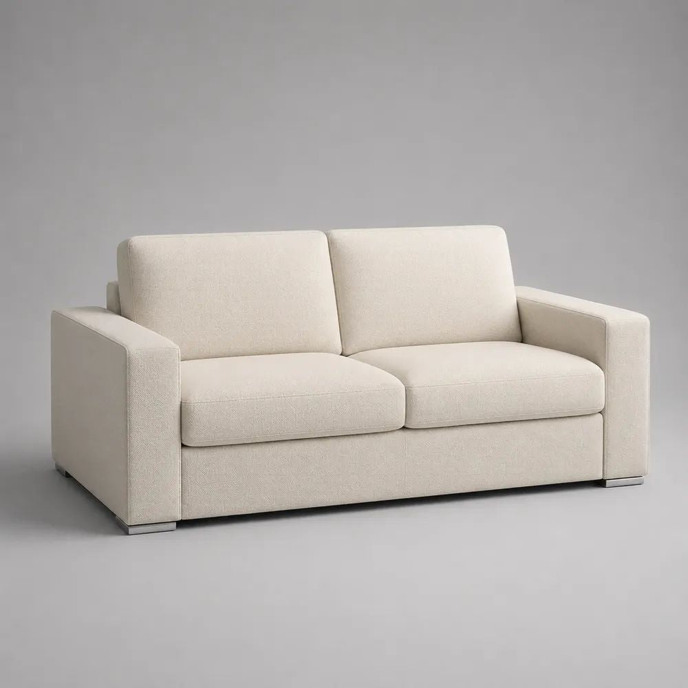 Divano rettangolare a 2 posti in tessuto avorio, 180 x 90 x 85 cm